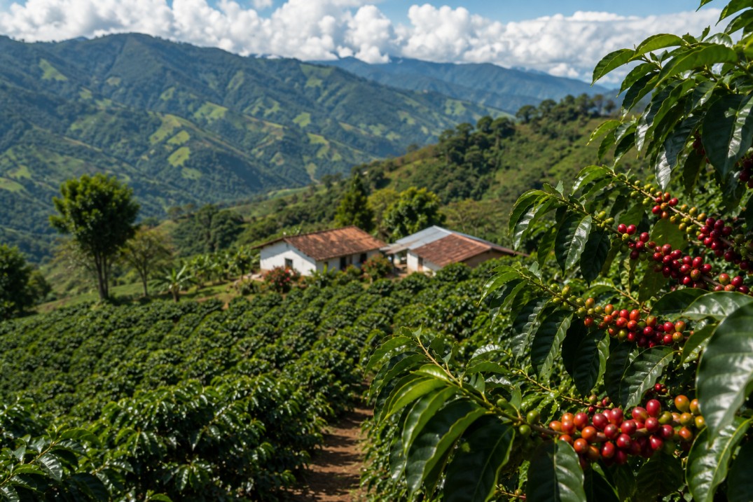 Cafetales y producción de café en el departamento del Huila, Colombia
